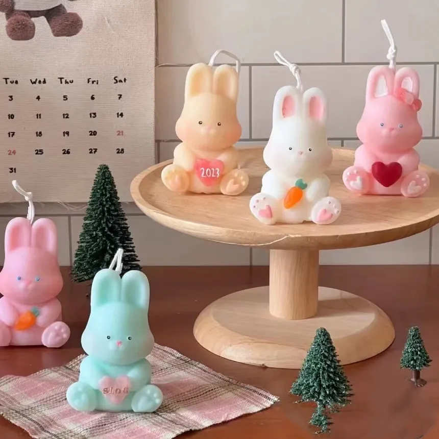 Easter Rabbit Silicone Soap Mold DIY Aromatherapy Plaster Moulds Gluttonous rabbits Silicone Mold Simulation Rabbit