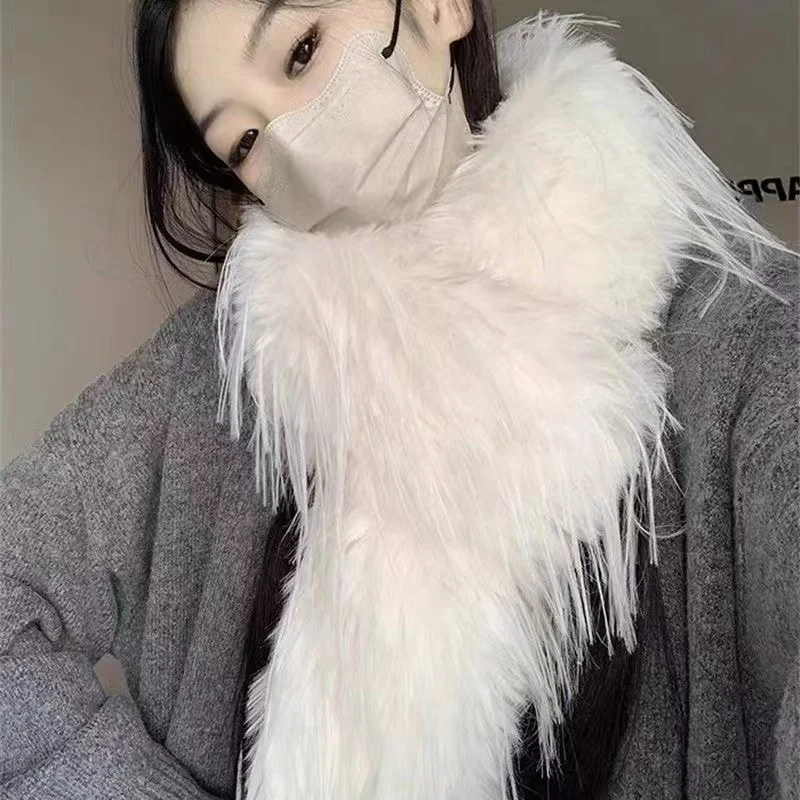 Thick Fluffy Plush Long Strip Scarf Imitation Mink Fur 180cm Y2K Girl Scarf Luxury Classic Ladies Tassels Scarf Party - Image 2