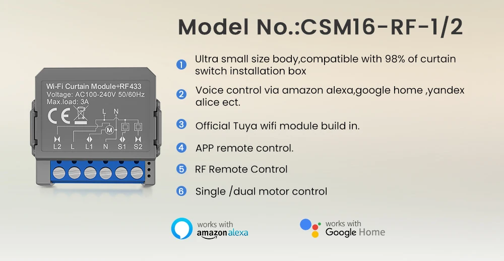 WiFi Smart Curtain Switch Module,Smart Life APP Remote Control,Work for Alexa Go