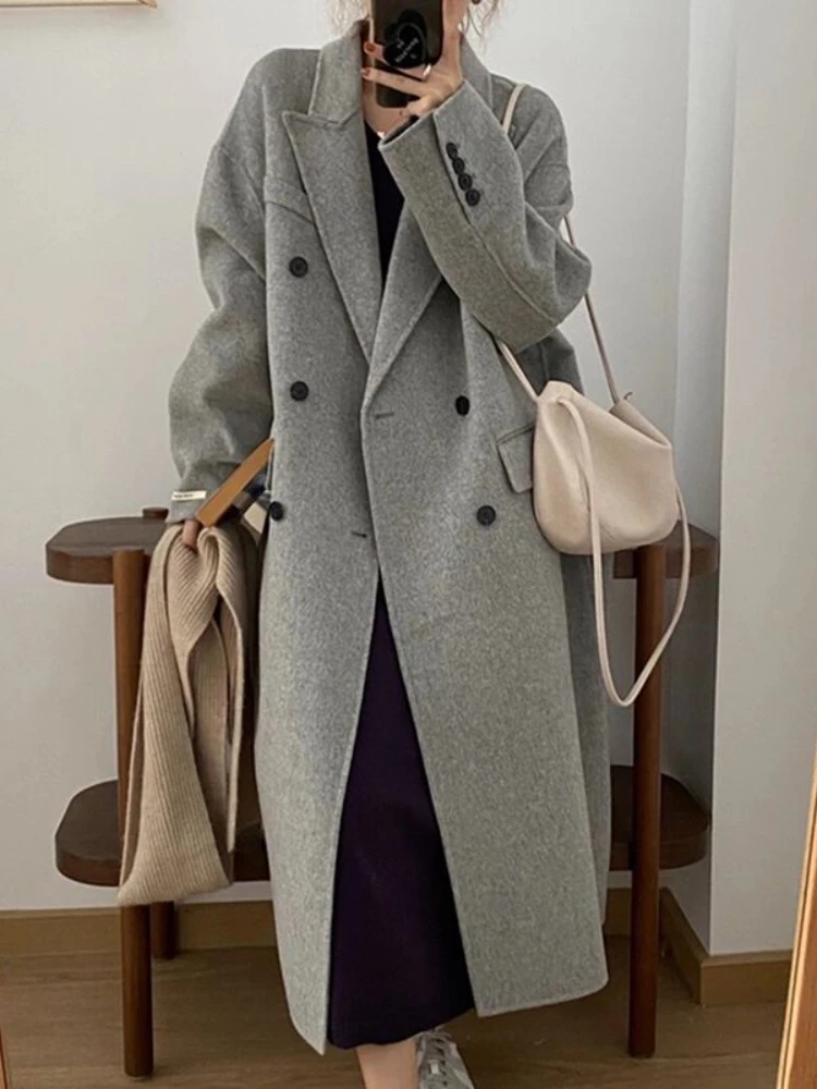

Trench Coat for Women Formal Wool Coat New in Winter Jacket Women Warm Tweed Jacket Korean Fashion Loose Comfort Office Lady