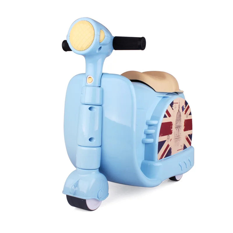 Scooter Luggage Children\'s Motorcycle Suitcase Ride Boys And Girls Baby Trunk Trolley Case Travel Box Suitcase Kid Toys