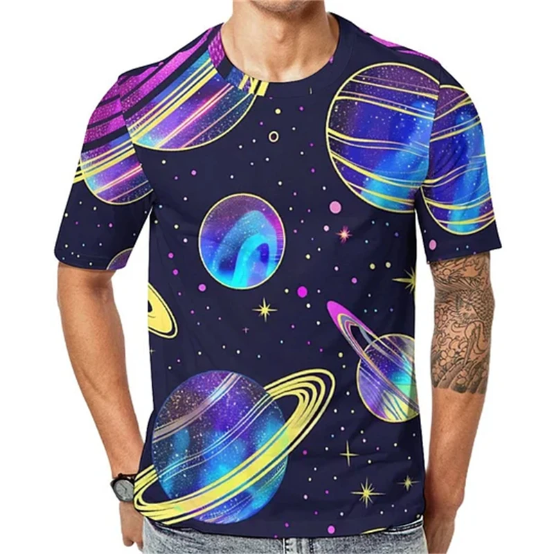 KYKU Galaxy Universe T-Shirt For Men & Women - 3D Space Nebula Print Tee, Casual Graphic T-Shirt