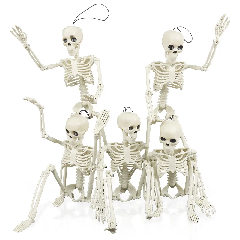 40 cm Halloween-Schädel-Skelett, bewegliches Skelett, menschliche Knochen, Halloween-Party-Heimdekoration, Spukhaus-Horror-Requisiten