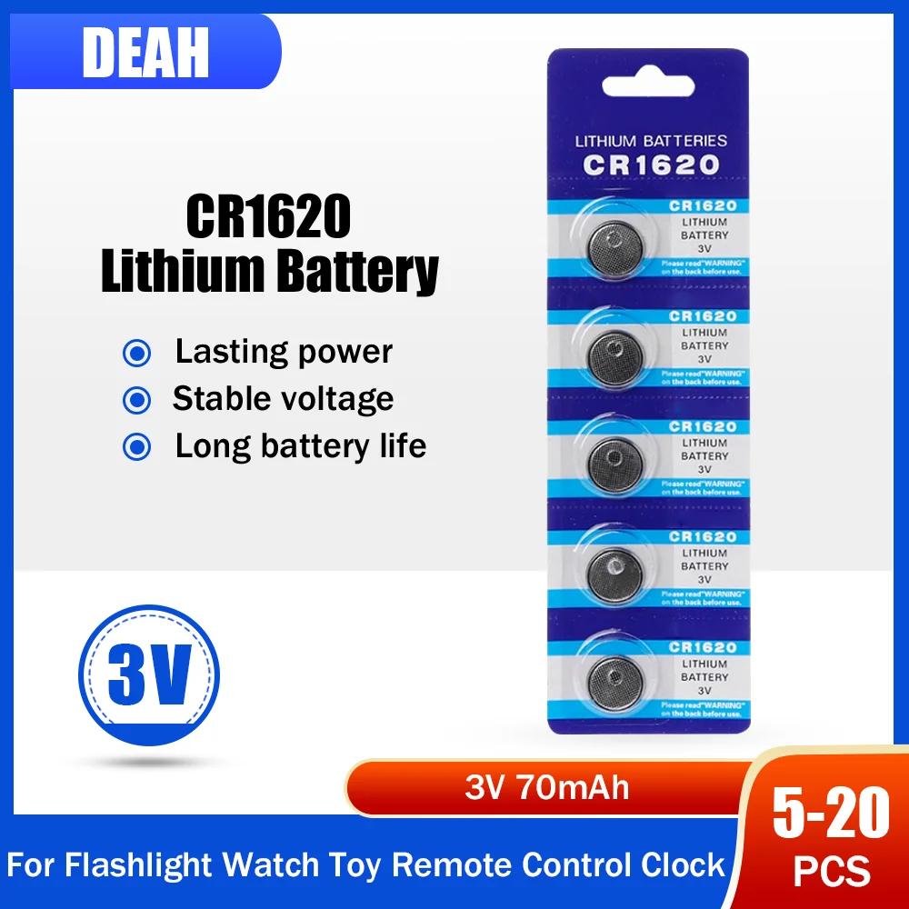520PCS CR1620 3V Lithium Button Cell For Flashlights Electronic Toy