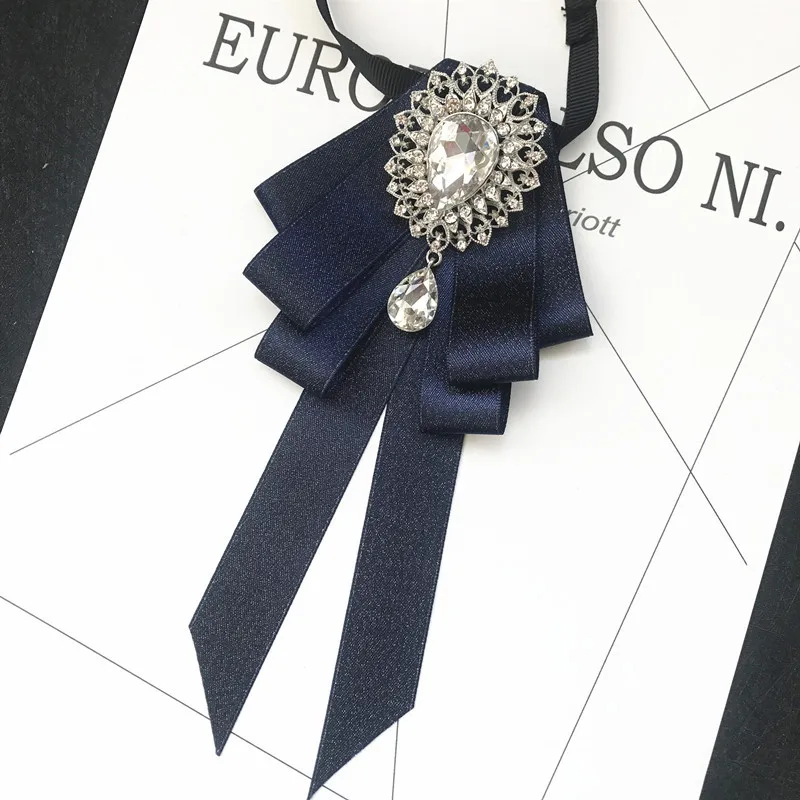 Vintage Kristall Stoff Fliege Brosche Koreanische Mode Bowties Krawatten für Frauen Weißes Hemd Kragen Luxus Schmuck Zubehör – Detail 13