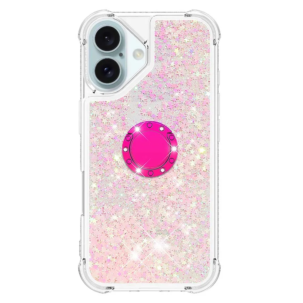 Gradient Glitter Quicksand Case with Anti-Fall Ring Holder Stand