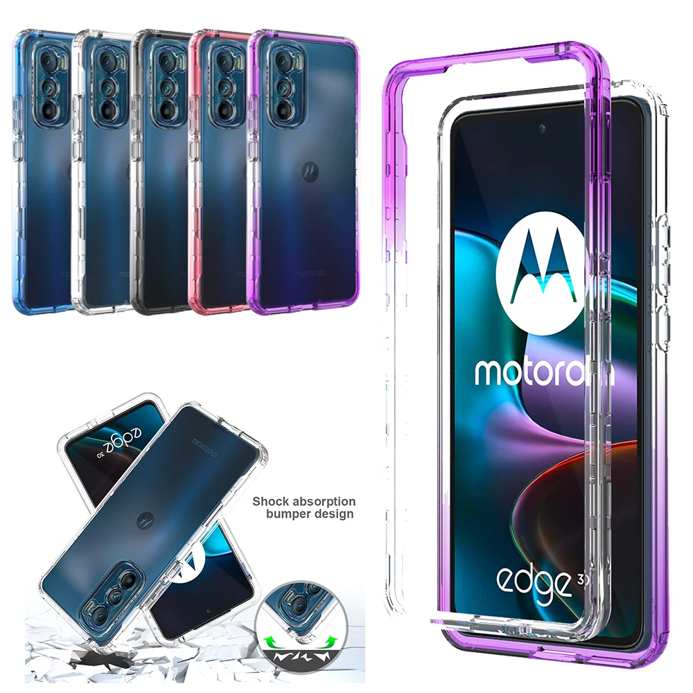 Чехол для Motorola Moto edge 30 30 Pro 20 Pro 20 Lite 20 p, прозрачный противоударный чехол с градиентом для Edge 2022 Edge Plus 2022