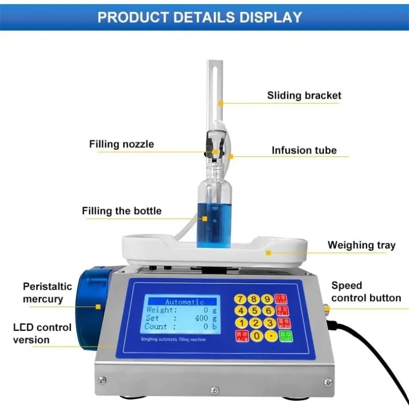 10ml-3000ml Automatic Quantitative Weighing Diaphragm Pump Electronic Scale Liquid Filler Oil Water Drink Wine Juice Csy-3200
