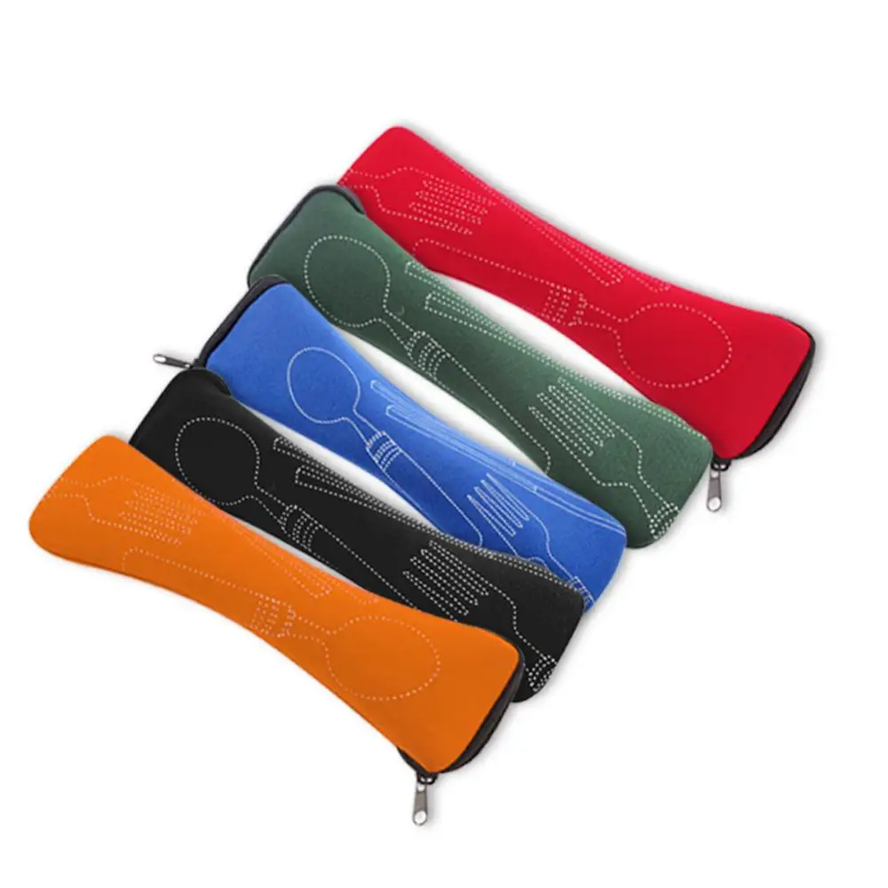1PCS Washable Tableware Bag with Zipper Travel Cutlery Kit Case Portable Pouch for Dinner Travel Camping Tableware tableware storage bag
