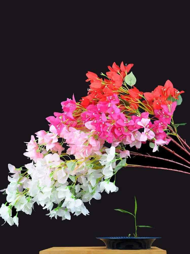 95 cm lange Bougainvillea-Zweige aus Rayon, rote Kunstblumen mit Drahtstängeln, Hochzeitsdekoration, 200 Stück – Detail 15