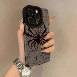 Spider Web Pattern Protective Phone Case - Cool Arachnid Design Cover - iPhone 15 Plus (C)