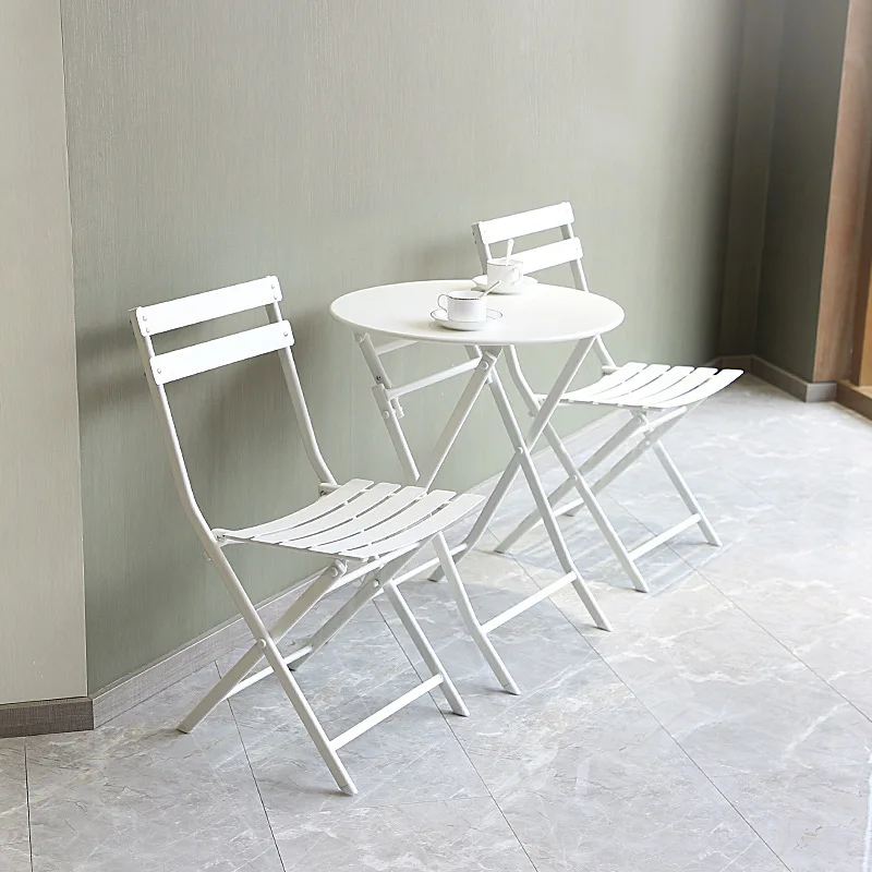 Metal Coffee Side Table folding dining table and chair set simple coffee shop negotiating outdoor leisure square table
