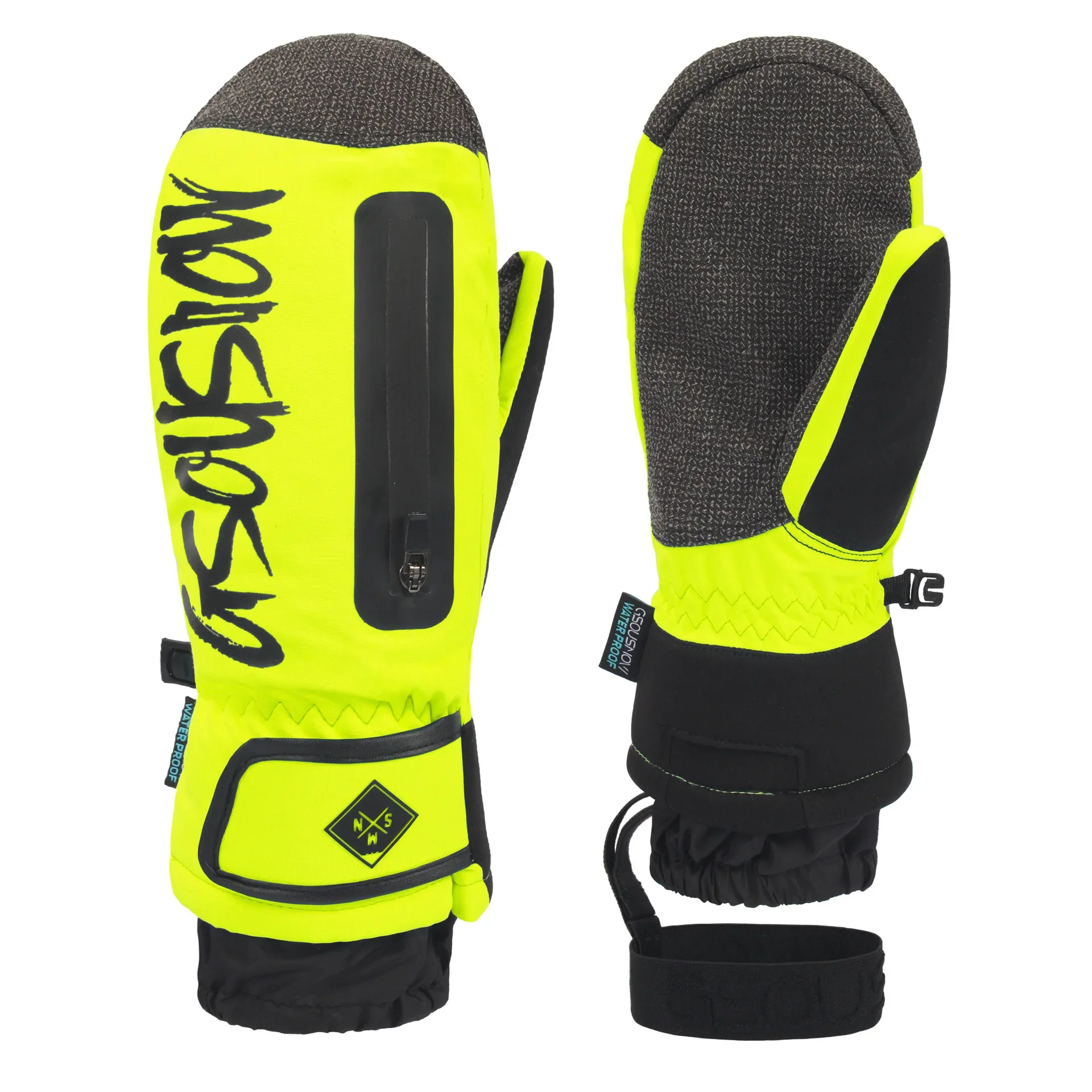 Ski Gloves Inside Wrist Guard Women Men Professional Snow Snowboarding Snow Card Pocket Winter Warm Waterproof Windproof Gloves