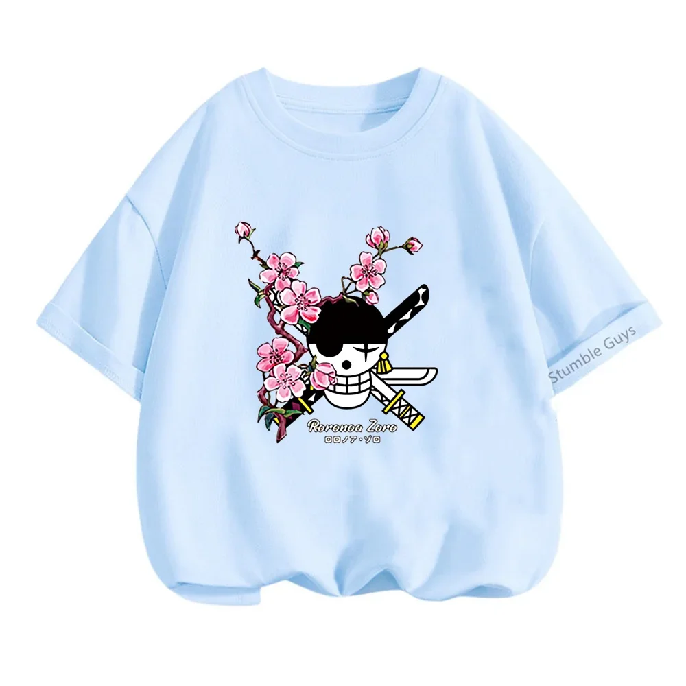thumbnail image 1 of Camiseta de una pieza de Anime para adolescentes, camisetas de manga corta de verano, ropa para niños, camisetas de Luffy para niñas, camisetas de Sonic, 1 of 5