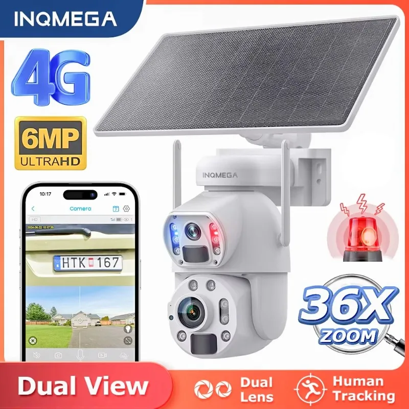 INQMEGA 6MP 36x zoom 4G solar camera WIFI dual PIR human detection