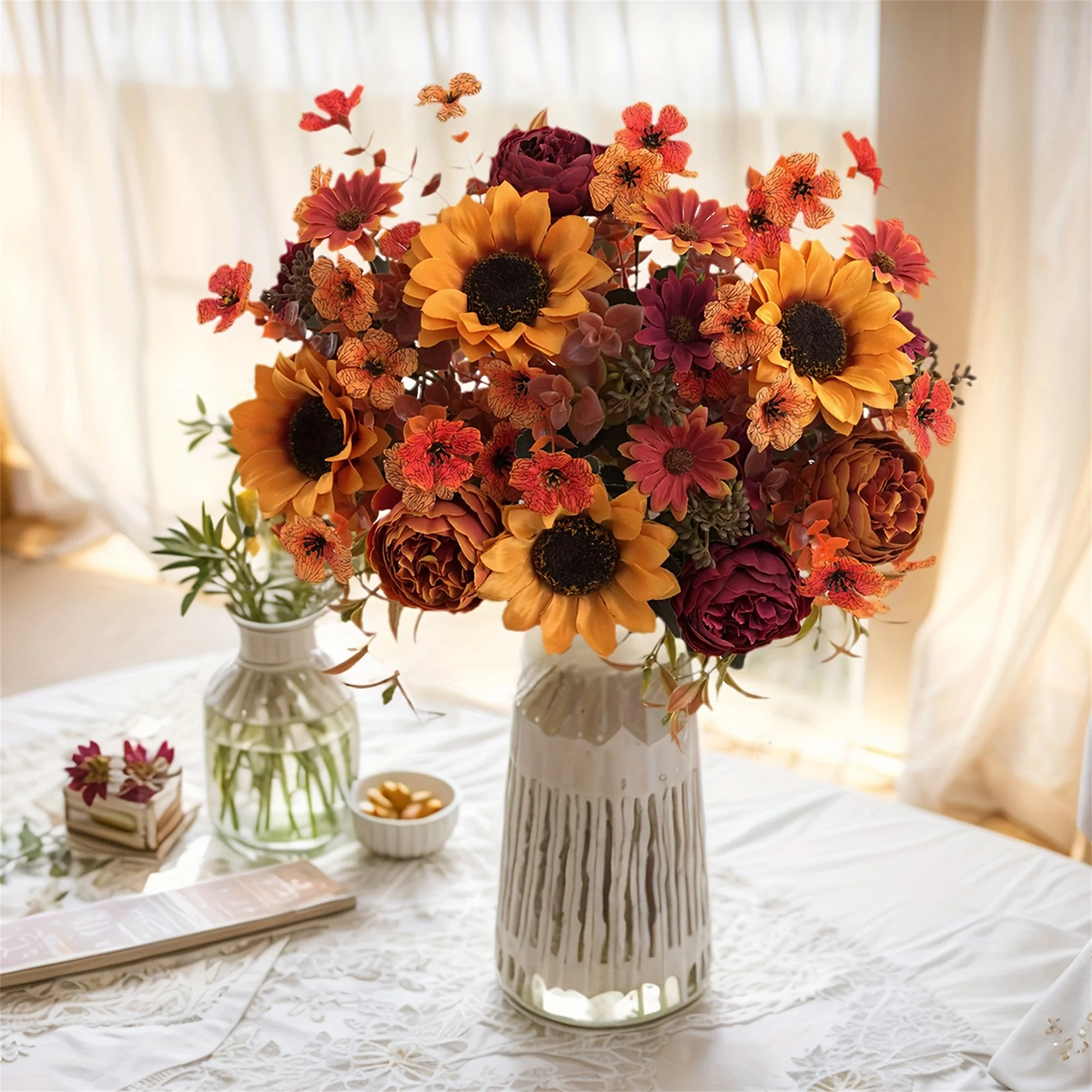 Vibrant Artificial Flower Arrangement Lifelike Faux Floral Bouquet for Valentine s Day Gift Giving and Home Decor