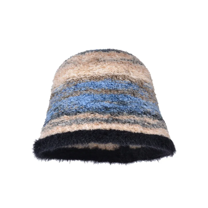 New 2024 Winter Faux Fur Bucket Hat Fluffy Thick Warm Fisherman Cap Women Casual Outdoor Soft Furry Panama Sun Cap for Girl