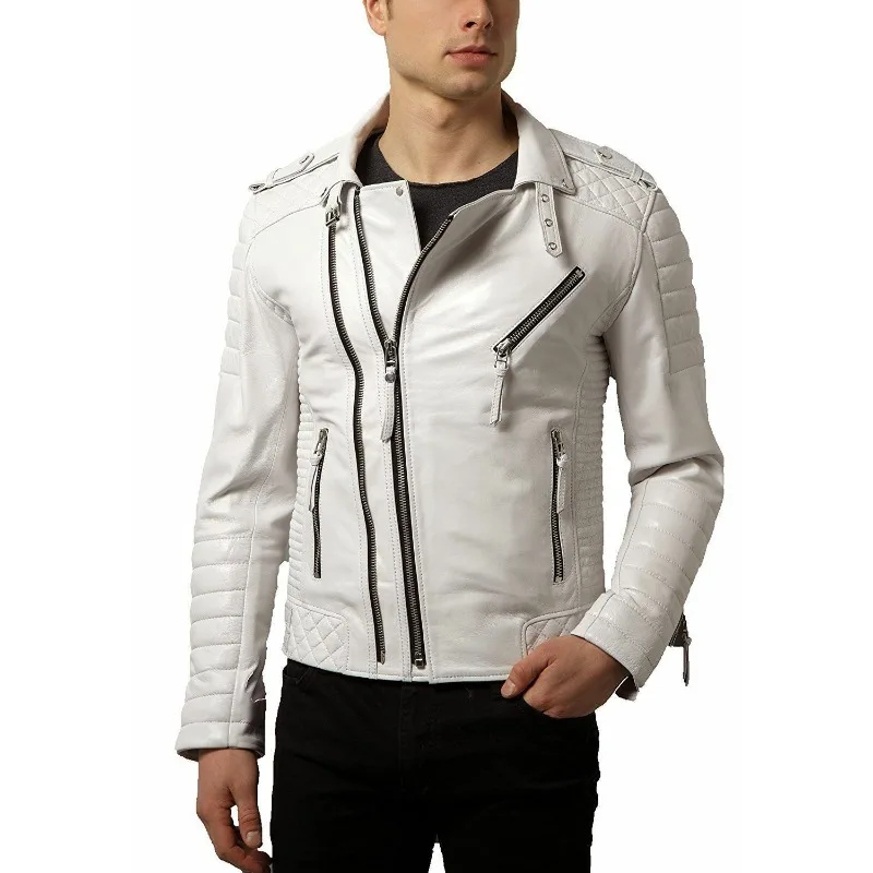 

Mens Leather Jacket 100% Real Genuine Premium Leather Stylish Biker Jacket Fashion Trends