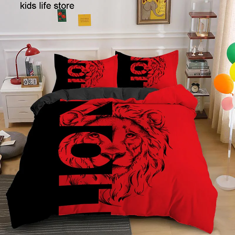 Couple Black Red White Bedding Set Fashion Animal And Rose Bed Duvet