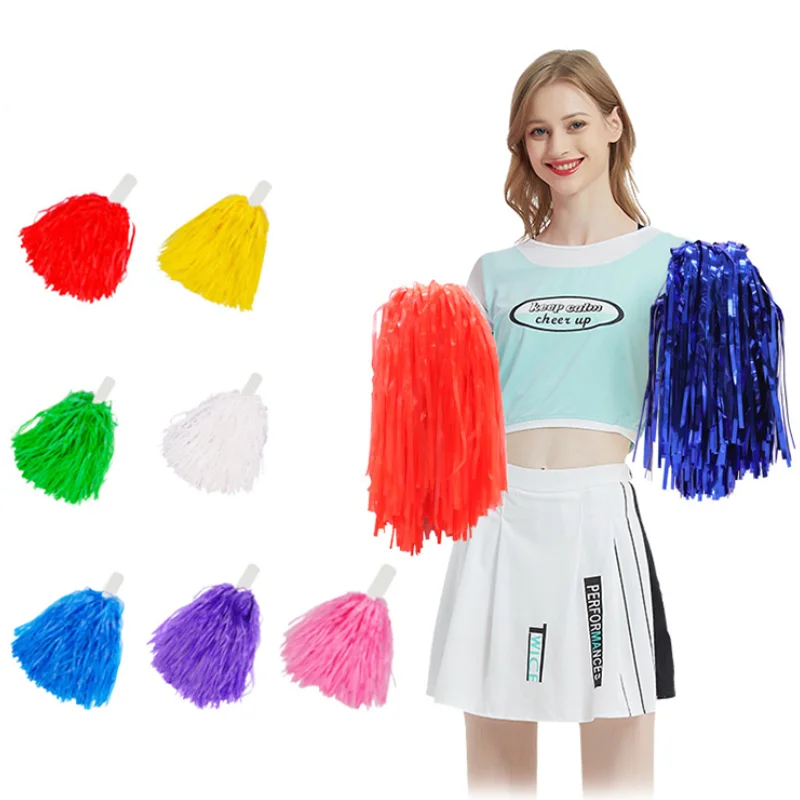 Cheerleading Flower Ball With Handle Dance Sports Match Wrist Corsage Vocal Concert Decor Cheer Squad Multicolor Pompom 1pcs