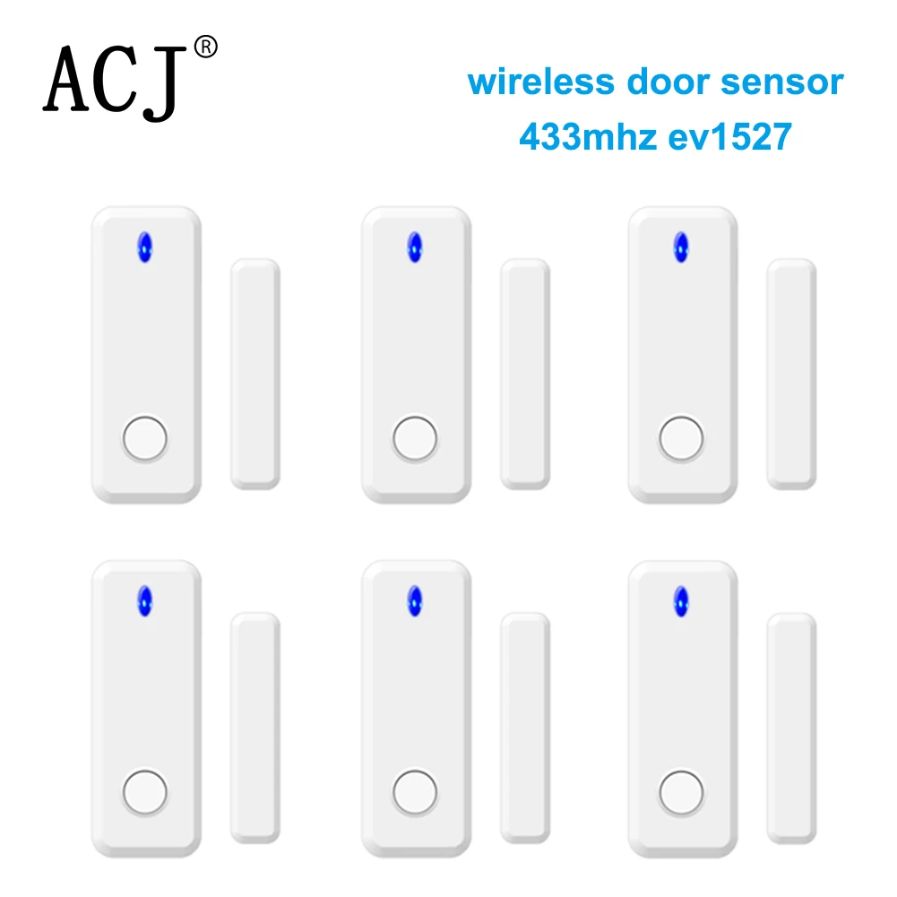 

ACJ Wireless Door Magnetic Sensors With Flash Window Detector for 433MHz Home Security Detector Alarm System Host Accessories