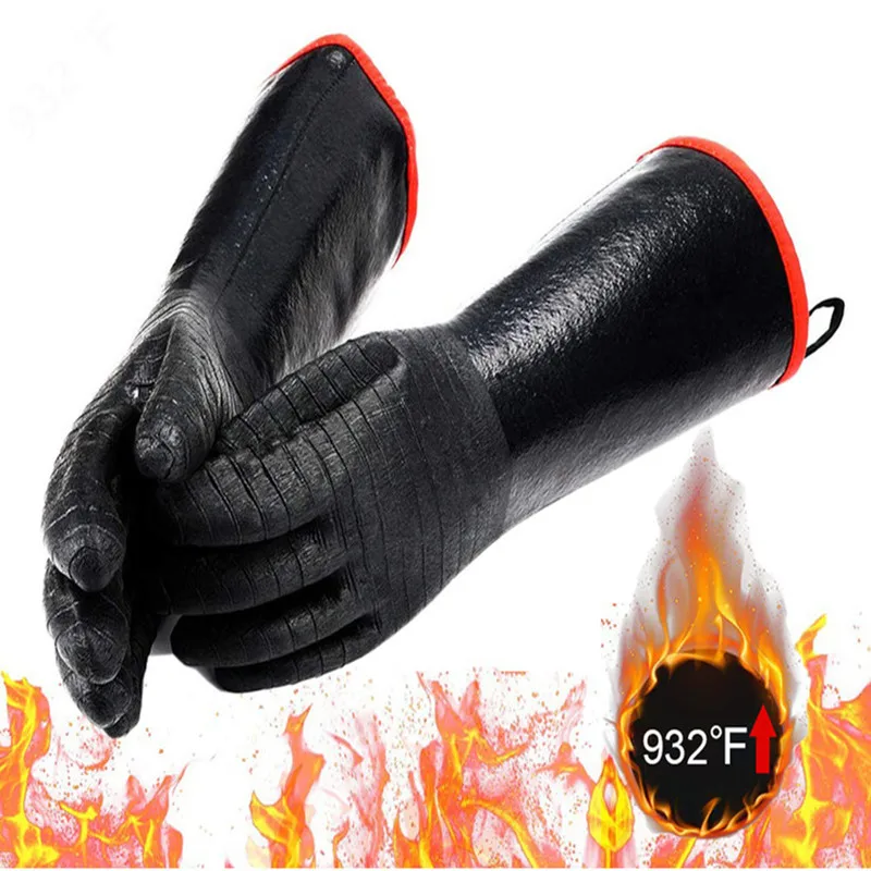 BBQ Gloves 18IN 932℉ Heat Resistant Smoker Neoprene Gloves Suitable Grill Cooking Textured Palm Non-Slip Fireproof Oil Resistant