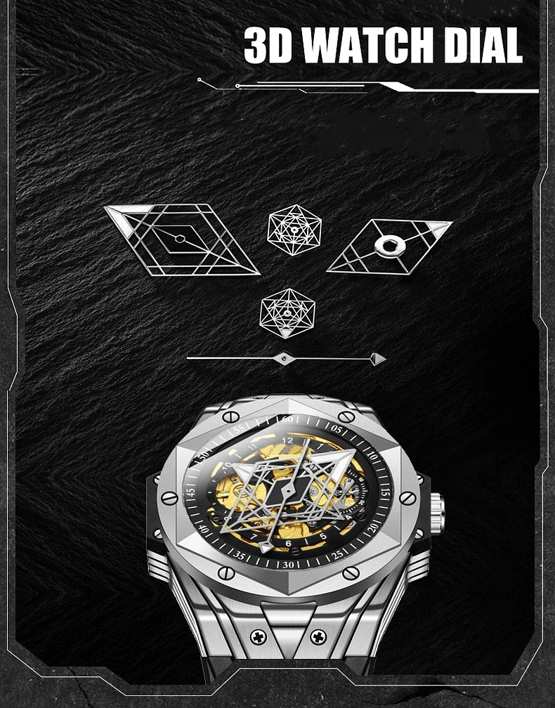 Top Brand New Mens Watches Luxury Business Skeleton Automatic Mechanical Watches Fashion Sport Full Stainless Steel AAA Clocks