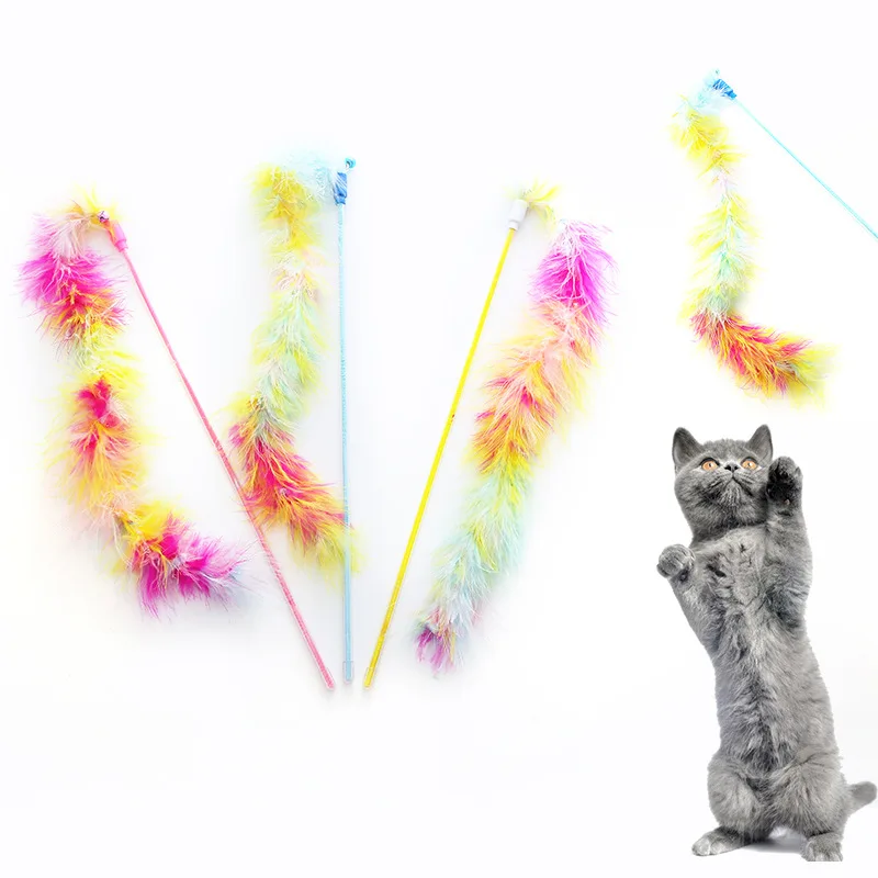 1/3pcs-Seven Colorful Feather Cat Toy Stick Fairy-like