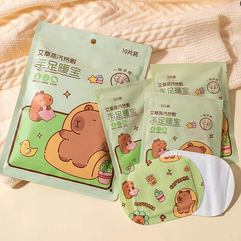 5Pairs Cartoon Capybara Self Heating Winter Warm Paste Wearable Disposable Warmers Hand And Foot Heat Packs