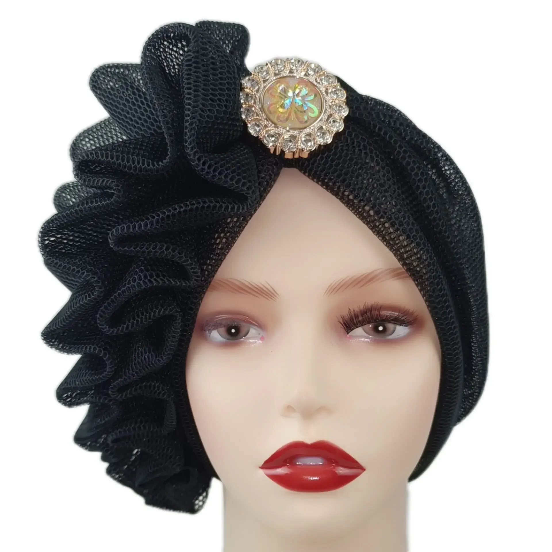 African Head Wraps Summer Fashion African Women Solid Color Hats African Headtie Caps