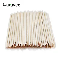 Lurayee Nail Cuticle Pusher Orange Wood Sticks Nail Manicures Remover Wooden Design Nail Gel Polish Drawing Stick for Nail Art
