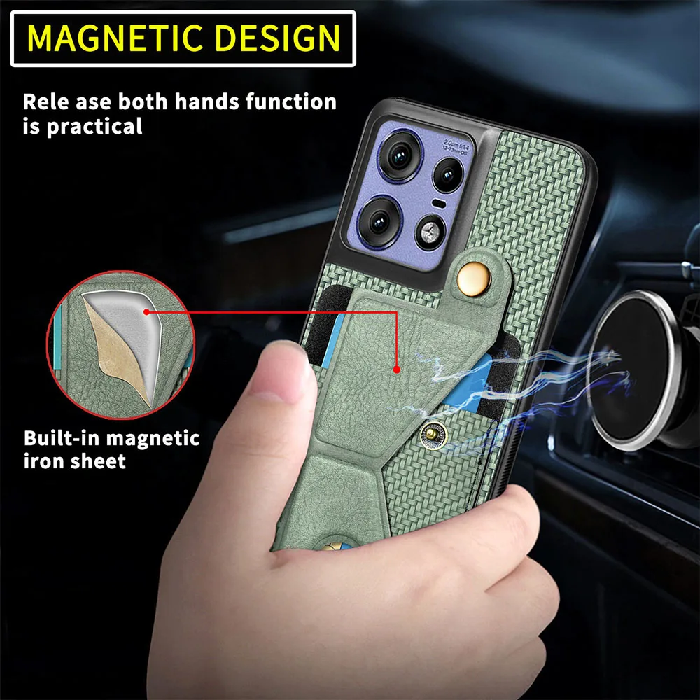 Carbon Fiber Leather Phone Case with Card Holder