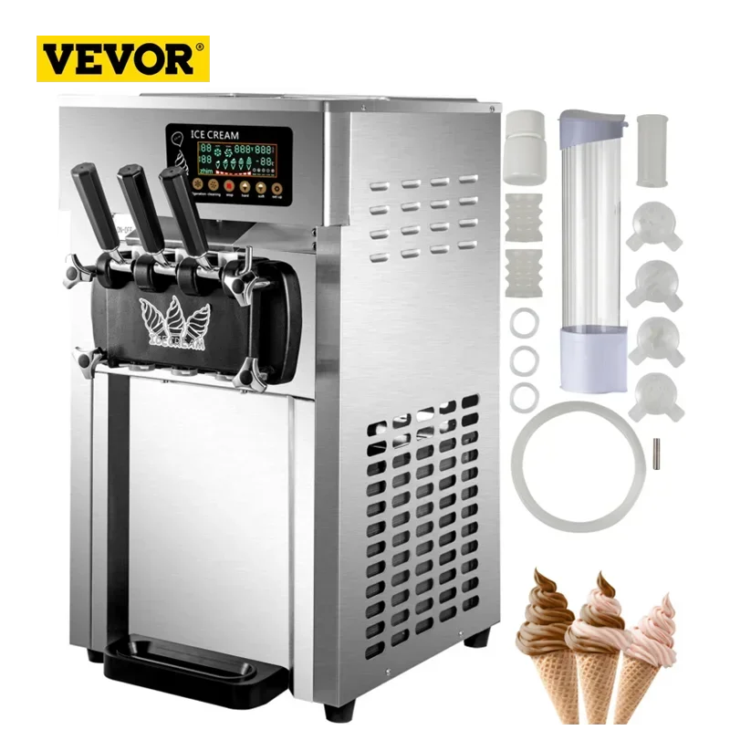 

VEVOR A168 Commercial Soft Serve 1200 W Ice Cream Machine 3 Flavors 18L/H Ice Cream Maker 2022 New
