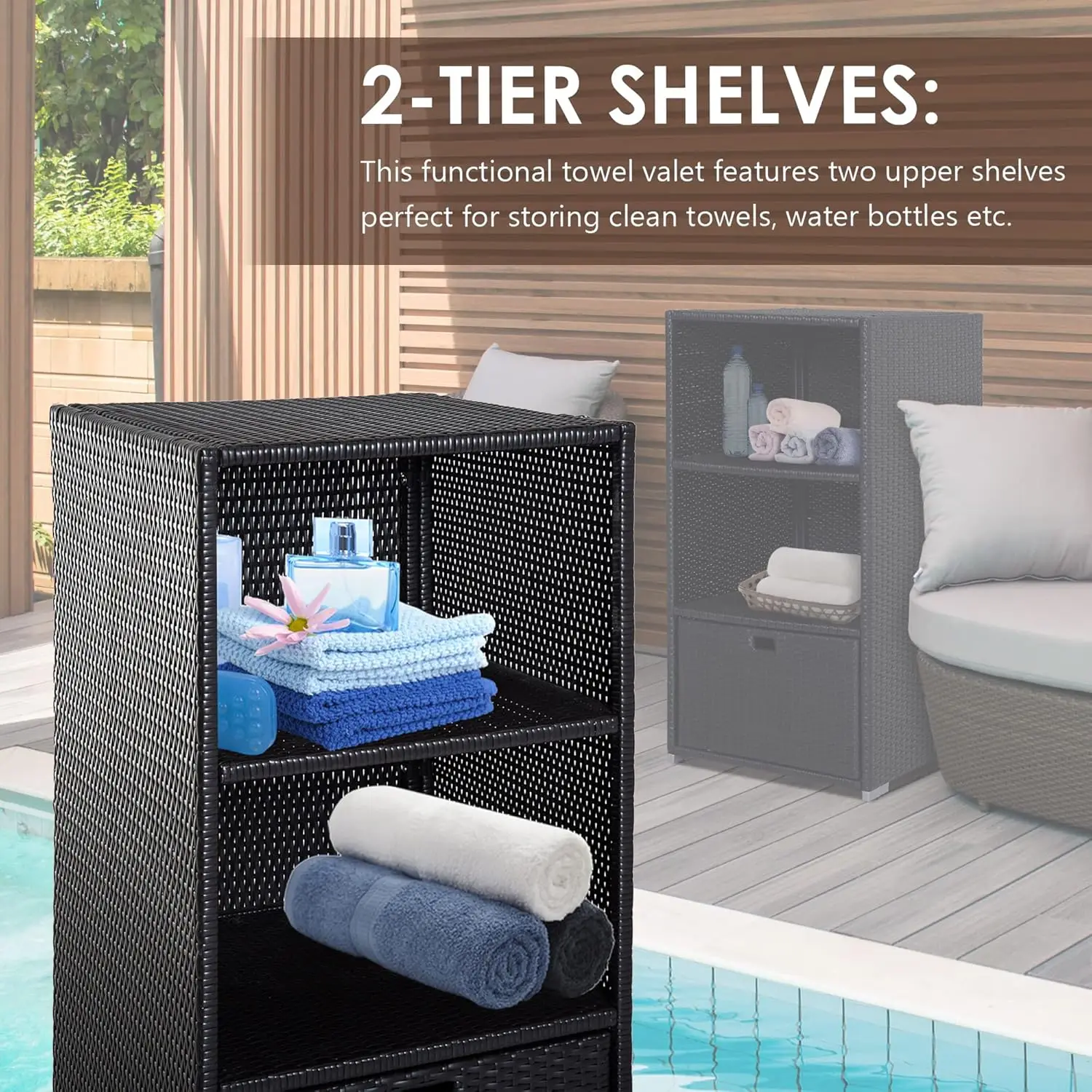 Valet Pool Towel Rack front view