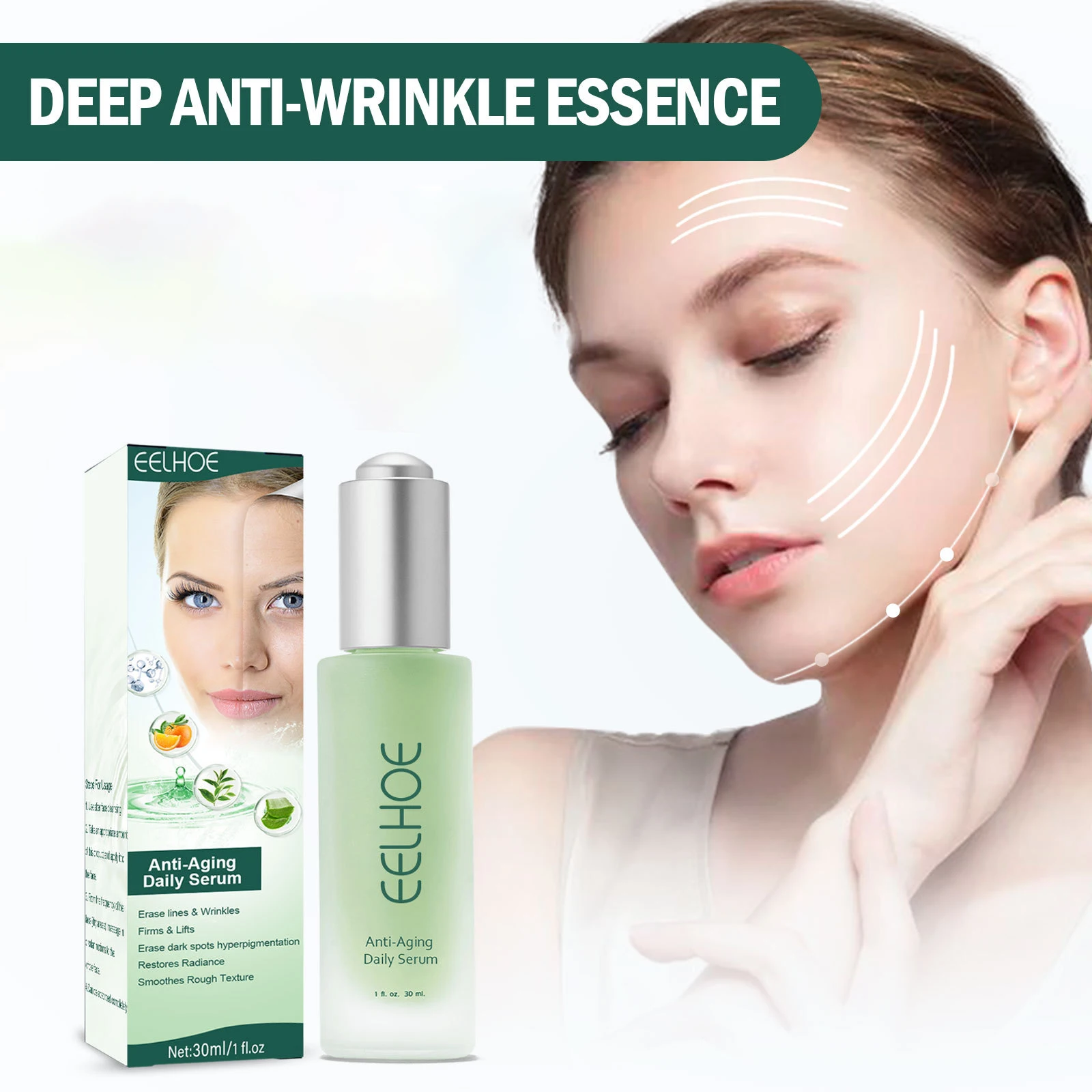 EELHOE Anti Wrinkle Serum Anti-Aging Anti Dark Circles Removal Forehead Lines Face Care Frown Lines Repair Facial Essence 30ml 3