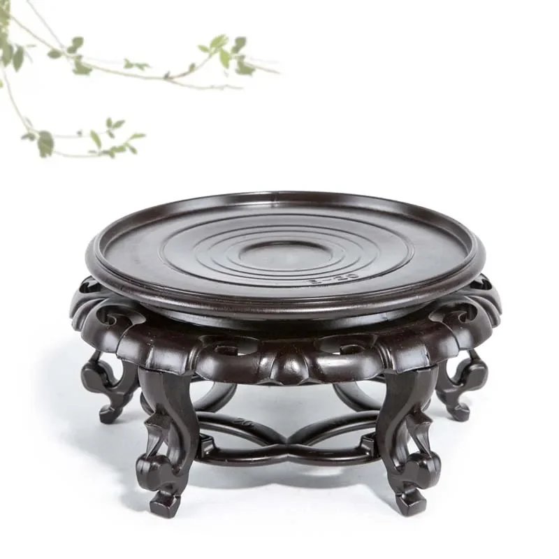 Round Plant Stand Black Vintage Plastic Resin Vase Stand Fishbowl shelf for Indoor Plant Holder Vase Display support Asian