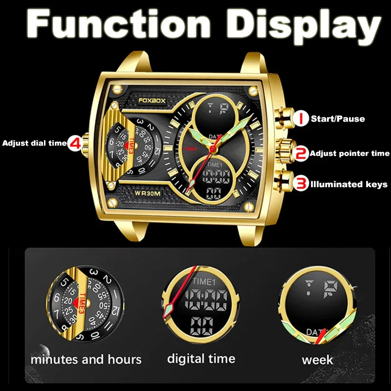 LIGE Digital Men's Watches Fashion Square Military Stainless Casual Sports Quartz Electronic Watch Waterproof Male Alarm Clocks 5