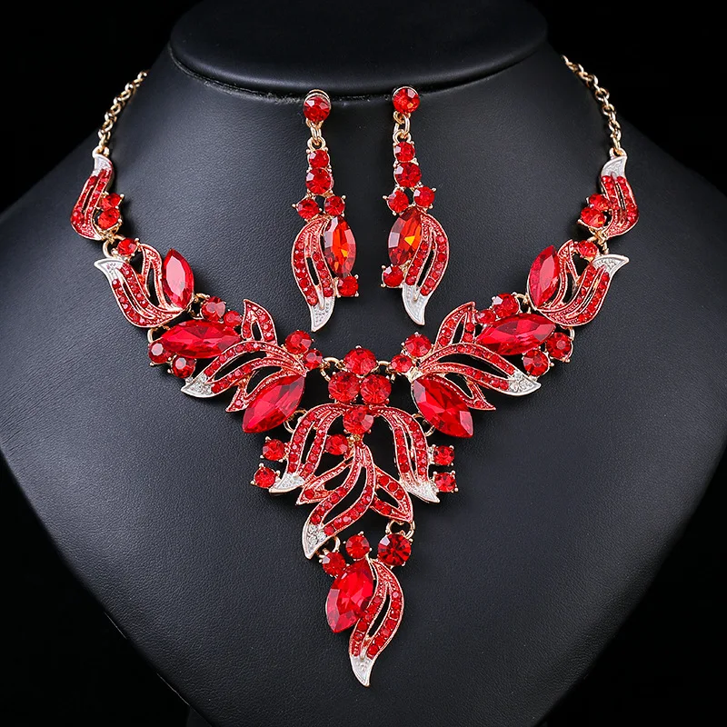 

Accessories jewelry ruby exaggerated new retro necklace set female crystal banquet dress accessories clavicle chain