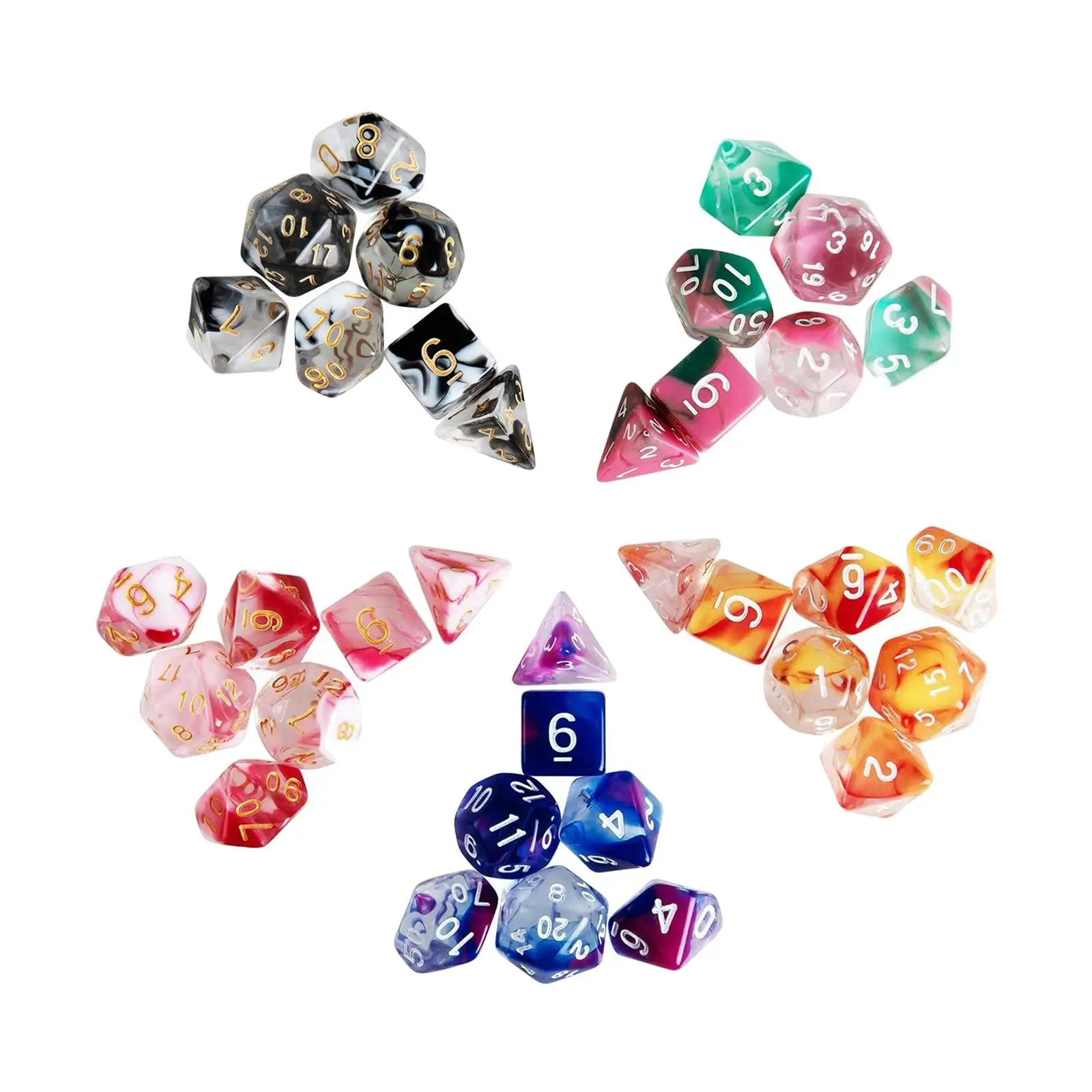 

35Pcs Polyhedral Dices Set D4 D8 D10 D12 D20 Party Toys for Role Playing Card Games Table Games Classroom Accessories