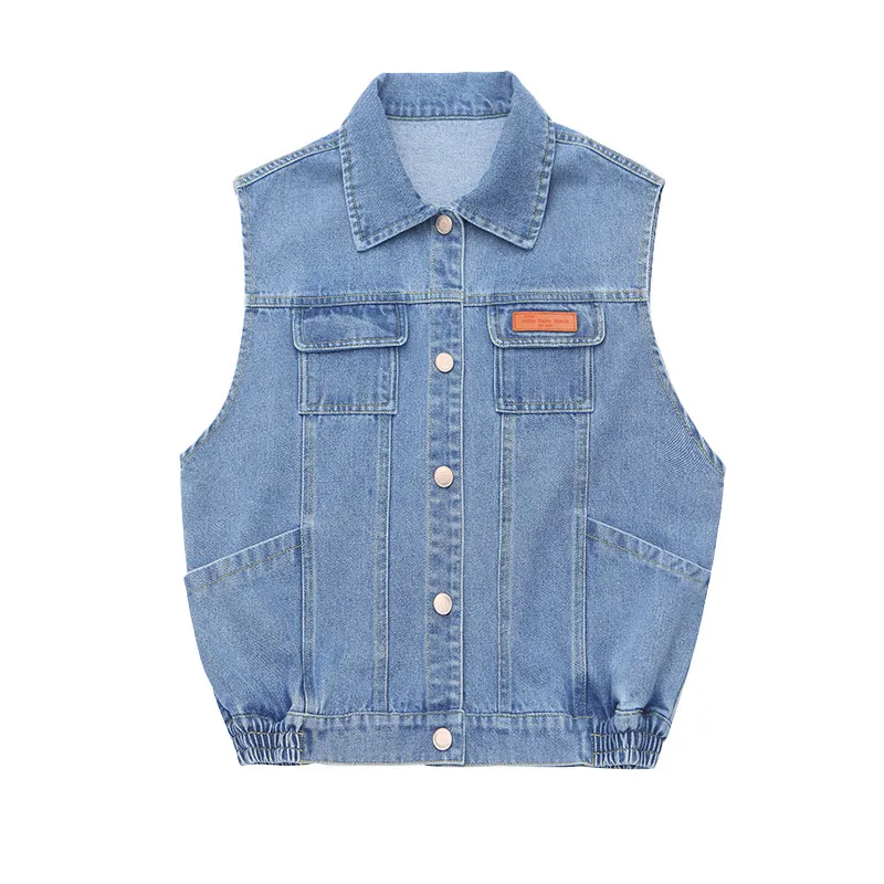 십대 소년 블루 데님 조끼 아동 의류 봄 가을 캐주얼 청바지 민소매 자켓 겉옷 십대 탑 아동복