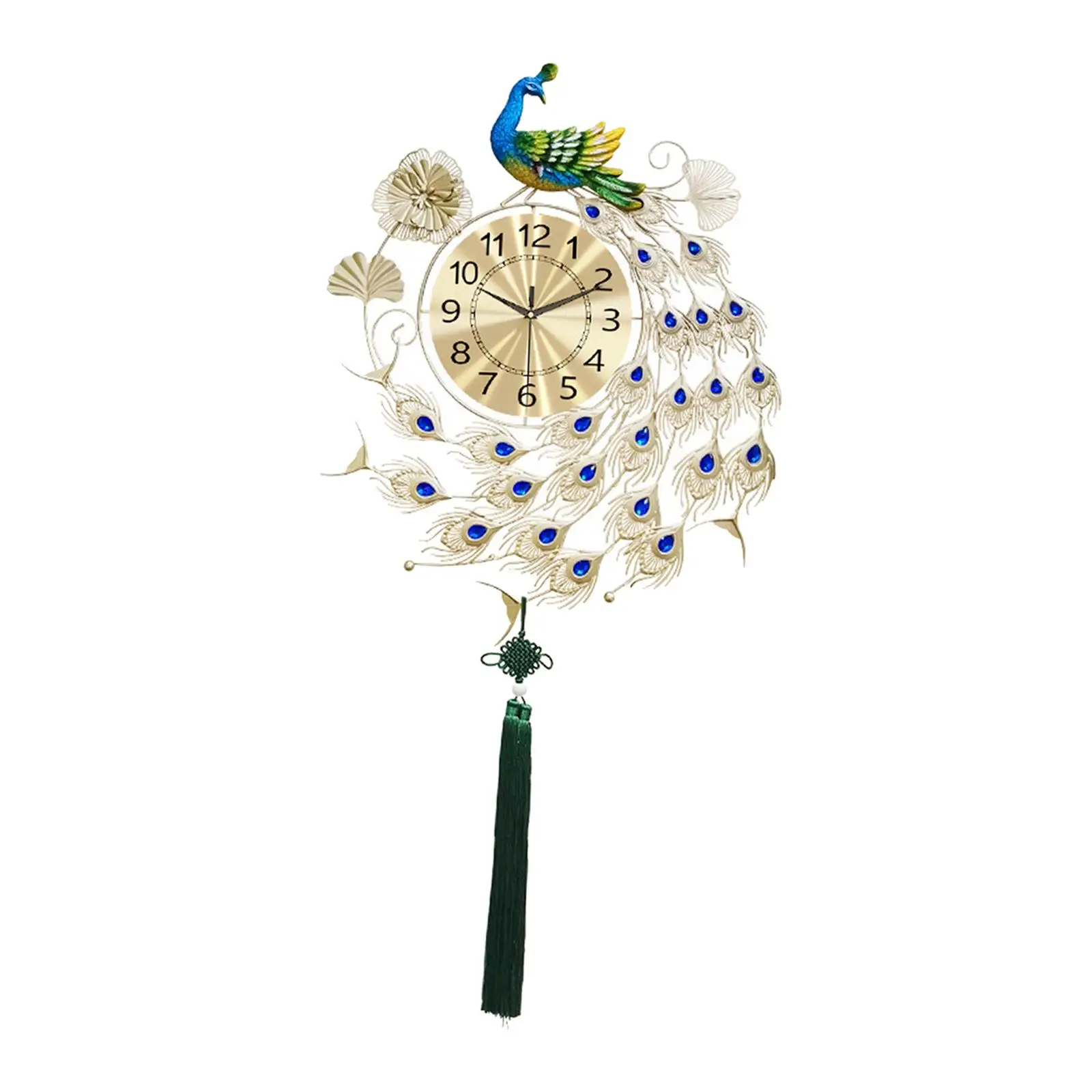 

3D Peacock Wall Clock Metal Large Wall Clock for Home Living