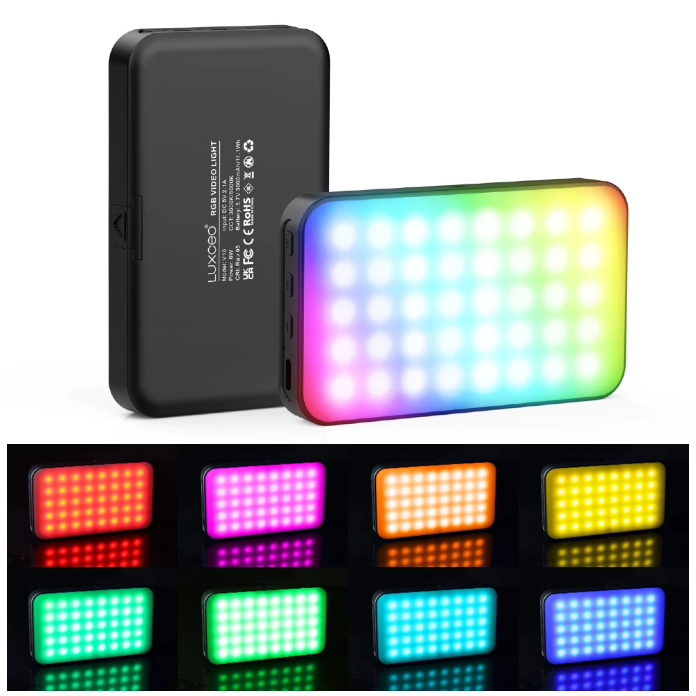 LUXCEO V10 RGB, видеопроектор, мини-проектор, лампа для камеры, аккумуляторная деталь для Vlog для Youtube Tik Tok