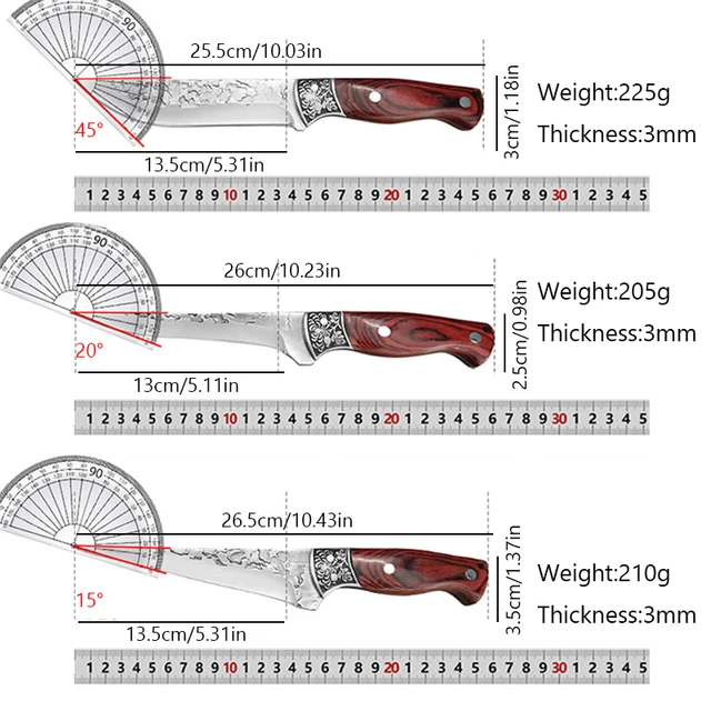 Couteau à désosser forgé, couperet de cuisine, couteau de Chef, Barbecue, tranchage de viande, couteau de boucher de pêche, gaine cadeau 2