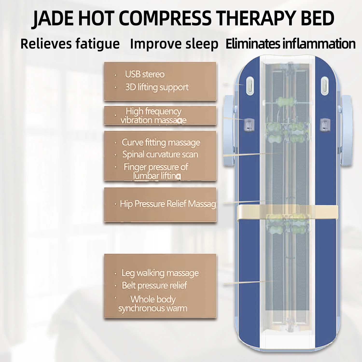 Heated Jade Stone Rolling Massage Bed 2