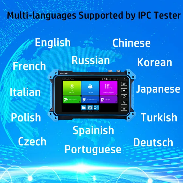 5.4" CCTV IPC Tester AHD CVI TV SDI Camera Testing 4K IP Camera Tester IPC-5200 Plus PTZ VGA HDMI Input Cable Tracer CCTV Tester 3