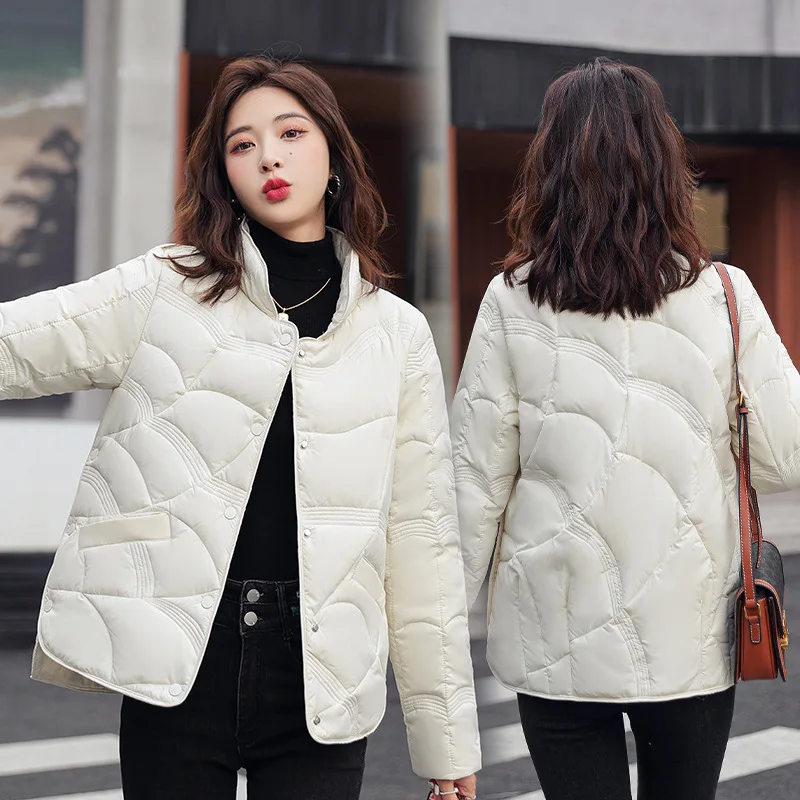 

Autumn Women's New Solid Color Thin Down Padded Jacket Women's Short Fashion Stand-up Collar Light Padded Jacket Women