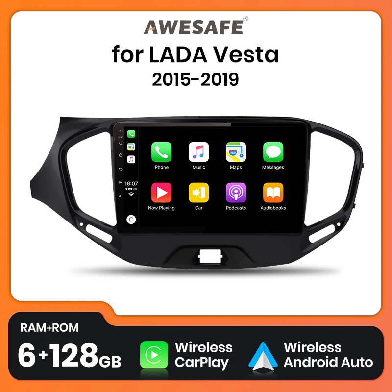 

AWESAFE Wireless CarPlay Android 13 Radio For LADA Vesta Cross Sport 2015 - 2019 GPS Navigation Stereo Car Intelligent Systems