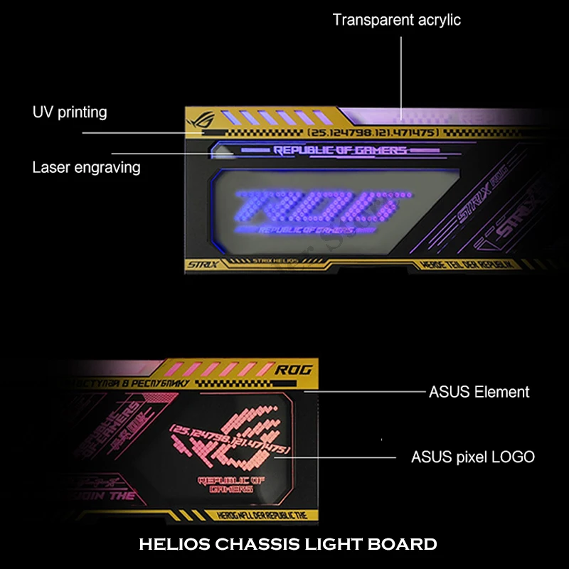 Espelho Rgb Case Placa de Luz Painel Backplate em para Rog Strix Helios Gx601 Mod Gamer Gamer Desktop Decoração do Computador - Imagem 3