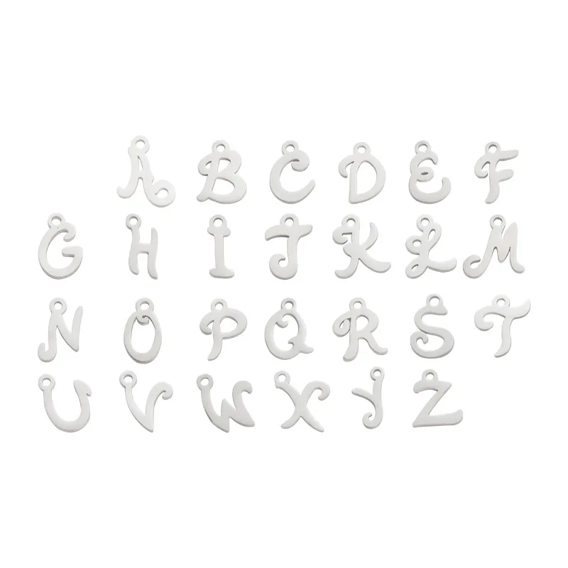 

26pcs 12*8mm Gold/Rose Gold Color Stainless Steel Letter A-Z Mirror Polished Bead Small Hole Bead Alphabet Letters Charm