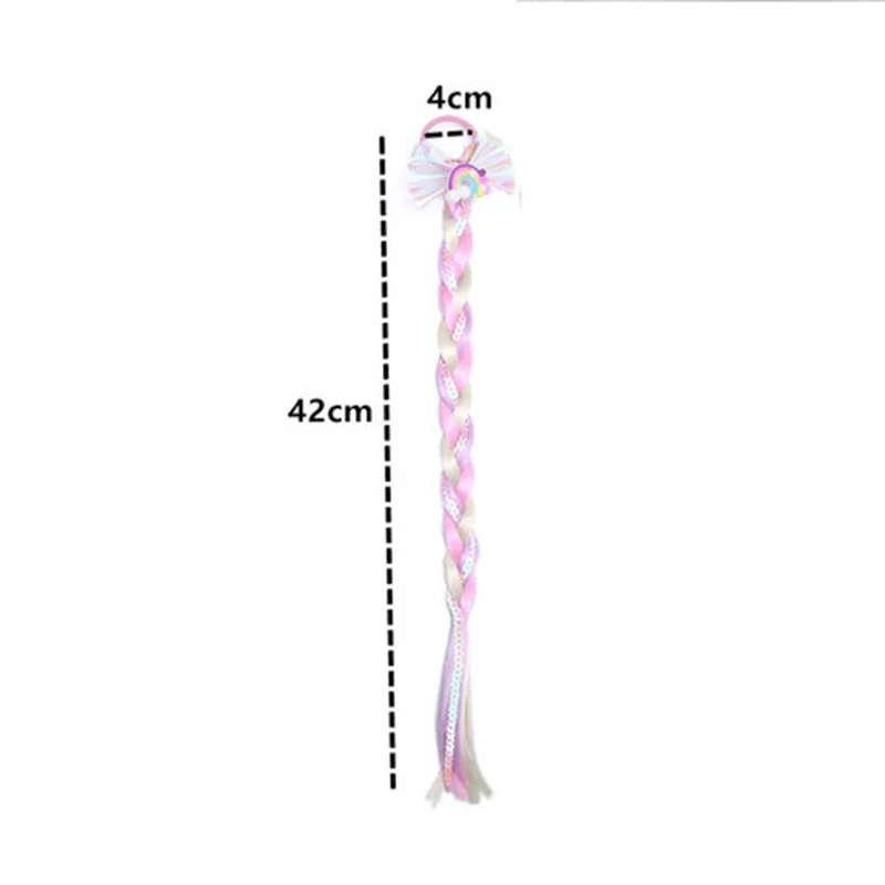 Baby Cute Wigs Ponytail for Kids Girl Candy Cartoon Unicorn Butterfly Bow Ponytail Hair Ornament Rubber Bands Headwear Braid